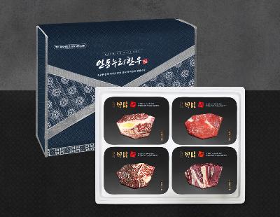 [안동누리한우] 1등급한우 구이정육선물세트14호 1.2kg(등심300g,채끝300g,불고기300g,국거리300g)(4구)